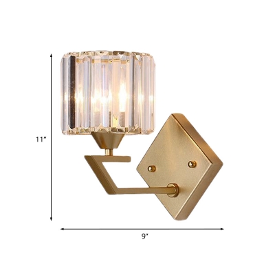 Gold Finish 1 Head Wall Mounted Lamp Simplicity Crystal Prism Wall Lighting Ideas with Arm