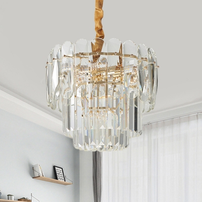 Layered Clear Crystal Pendant Lighting Modern 8 Heads Kitchen Hanging Chandelier