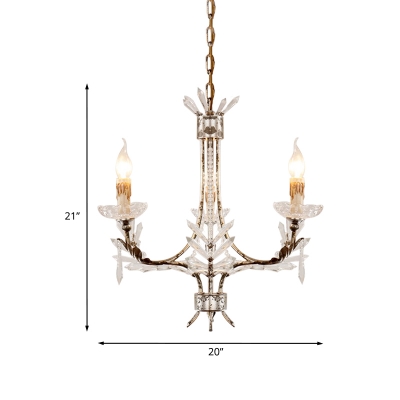 Rust Candlestick Chandelier Countryside Crystal 3-Bulb Dining Table Ceiling Pendant Lamp