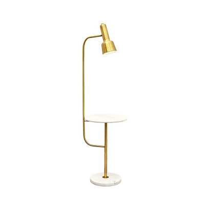 Torchlight Adjustable Bedside Floor Lamp Metallic 1 Head Mid Century Standing Light in Gold with Marble Table