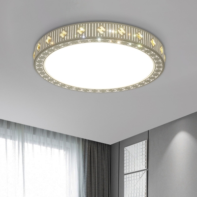 White Laser-Cut Circle LED Ceiling Light Minimalism Crystal Bedroom Flush Mount Recessed Lighting
