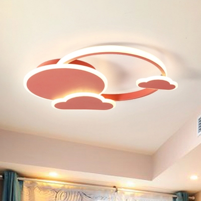 White/Pink Cloud Flush Mount Macaroon LED Acrylic Flush Ceiling Light Fixture in Warm/White Light