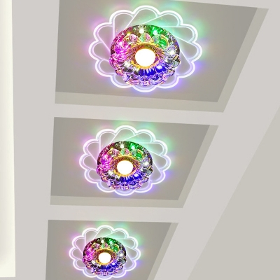 Flower Clear Crystal Flush Mount Light Modernism LED Hallway Flushmount in Warm/Multi Color Light