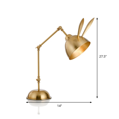 Gold Rabbit Design Swing Arm Table Light Cartoon 1 Bulb Metal Night Stand Light for Bedroom