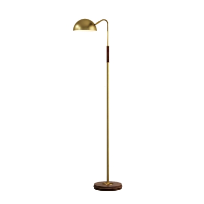 Hemisphere Lounge Floor Reading Lamp Metallic 1 Bulb Postmodern Task Floor Light in Brass