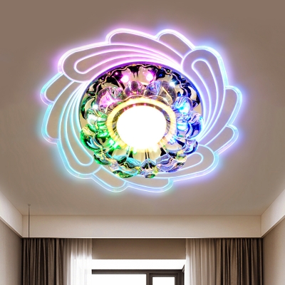 K9 Crystal White Ceiling Flush Floral LED Simple Flush Mount Spotlight in Warm/White/Multi Color Light