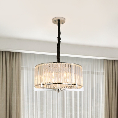 Ring Bedroom Chandelier Light Minimalism Clear Crystal 5/6 Bulbs Chrome Hanging Pendant Lamp