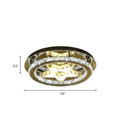 Simplicity Ring Flushmount Lighting LED Crystal Flush Light in Chrome with Star Design
