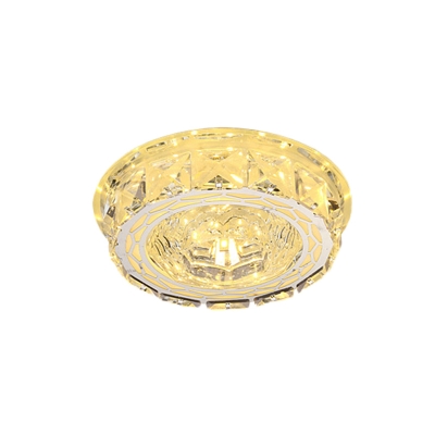 Clear Crystal Round/Square Flush Mount Minimalism Hallway LED Close to Ceiling Lighting Fixture