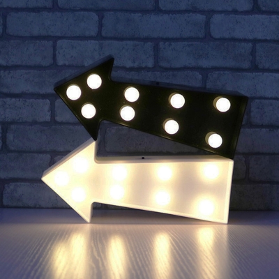 Direction Arrow Mini LED Night Light Modern Plastic Kids Game Room Wall Mounted Lamp in Black/White