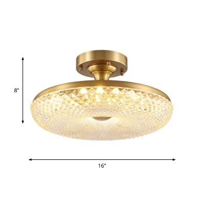 Gold 7 Bulbs Semi Mount Lighting Postmodern Clear Crystal Doughnut Flush Light Fixture