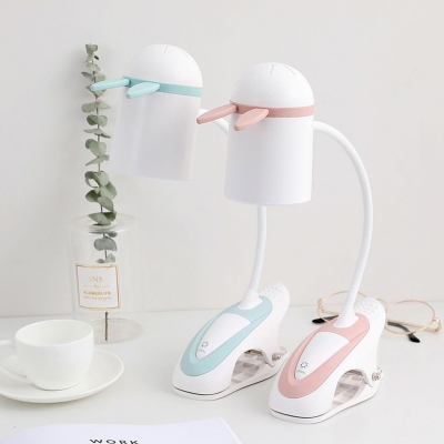 Kids Dome Table Light Plastic LED Bedroom Study Lamp with Antler Decoration in Pink/Blue/Coffee