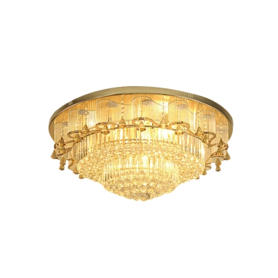 Layered Living Room Ceiling Lighting Minimalism Crystal Ball LED Gold Flush Mount Light