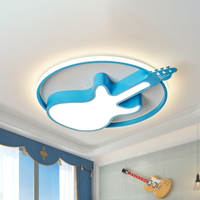 LED Nursery Ceiling Flush Kids Blue Flush Mount Lighting Fixture with Car/Dolphin/Elephant Acrylic Shade