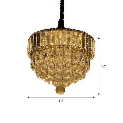 Layered Clear Crystal Pendant Light Contemporary Dining Room LED Suspension Lamp