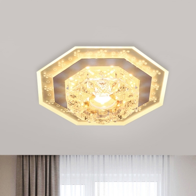 Polygon/Square Clear Crystal Flushmount Minimalist LED Foyer Flush Mount Recessed Lighting