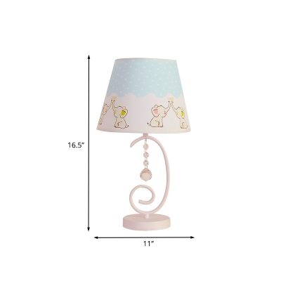Sheep/Elephant/Fox Pattern Table Light Cartoon Plastic Single Kids Bedside Night Lamp with Scroll Arm in White