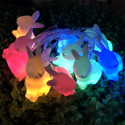 White Rabbit LED String Lights Modern 4.9 Ft 10-Head Plastic Fairy Light in White/Warm/Multi Colored Light