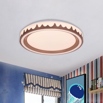 Acrylic Circle Flush Mount Fixture Modernist White/Gold/Coffee LED Flushmount Light for Bedroom