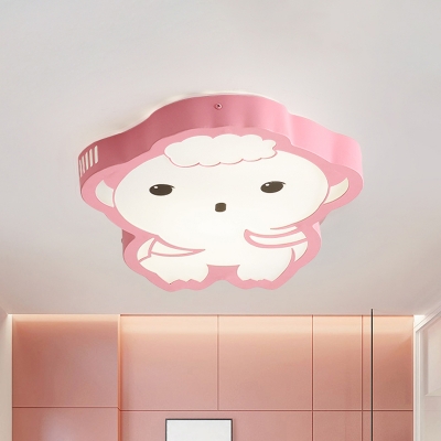 Cartoon Hubal Shape Flushmount Light Acrylic LED Bedroom Flush Mount Fixture in Pink, White/Warm Light