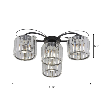 Clear Crystal Prism Flush Mount Cup Shape 4/6 Heads Modernism Close to Ceiling Light