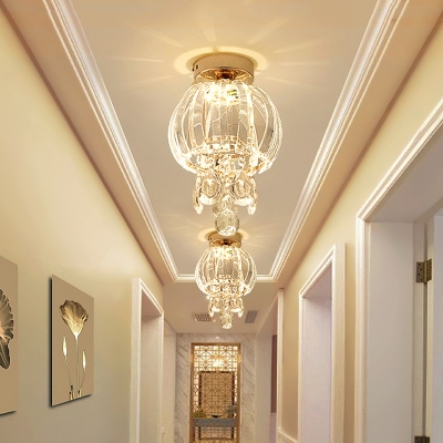 Globe Clear Crystal Ceiling Fixture Minimalist LED Corridor Flush Mount Recessed Lighting