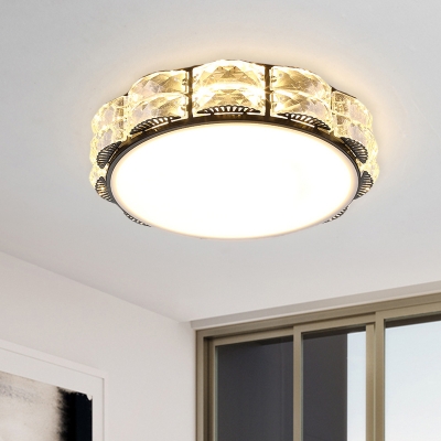 K9 Crystal Black/White Flush Mount Round/Square Simple LED Close to Ceiling Lighting Fixture for Corridor