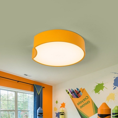 Kids Round Flush Mount Spotlight Acrylic LED Kindergarten Ceiling Light Fixture in Red/Yellow/Blue