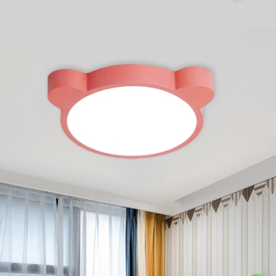 LED Bedroom Ceiling Flush Macaroon Black/White/Pink Flush Mount Light Fixture with Mouse Head Acrylic Shade