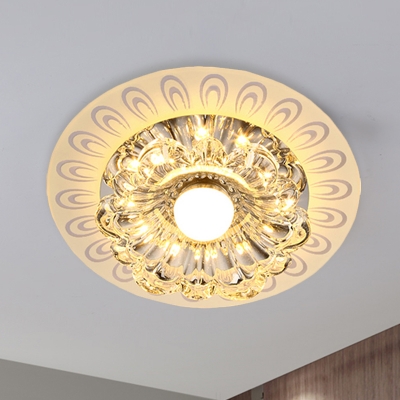 LED Ceiling Lamp Modern Bloom Clear Crystal Flush Mount Lighting with Peacock Tail Pattern, Warm/White Light