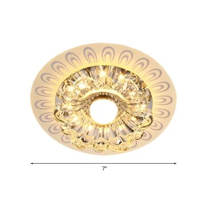LED Ceiling Lamp Modern Bloom Clear Crystal Flush Mount Lighting with Peacock Tail Pattern, Warm/White Light