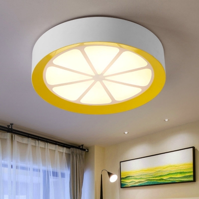 Lemon Acrylic Ceiling Light Fixture Creative LED White Flush Mount Lamp in Warm/White Light for Bedroom