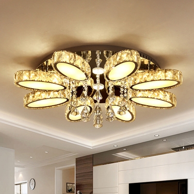 Minimalism Oval Ceiling Lighting 6/8 Lights Clear K9 Crystal Flush Mount for Living Room