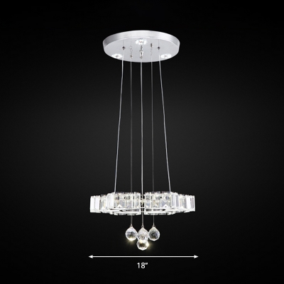 Modern Flower Chandelier Clear Beveled Crystal LED Hanging Light Kit with Faceted Ball Drop