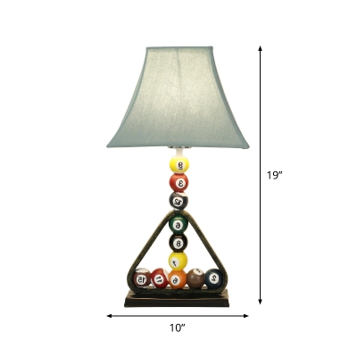 Pastoral Pagoda Table Light 1 Bulb Fabric Night Lamp in Blue with Billiard Base for Kids Play Room