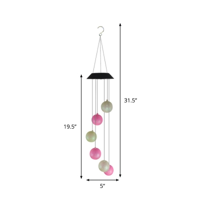 Plastic Ball Suspension Pendant Macaron 2 Packs Pink and White Solar Multi Hanging Lamp