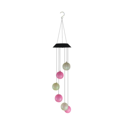 Plastic Ball Suspension Pendant Macaron 2 Packs Pink and White Solar Multi Hanging Lamp