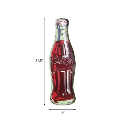 Red Coke Bottle Signs Night Light Vintage Iron LED Wall Sconce Light for Bar Decoration