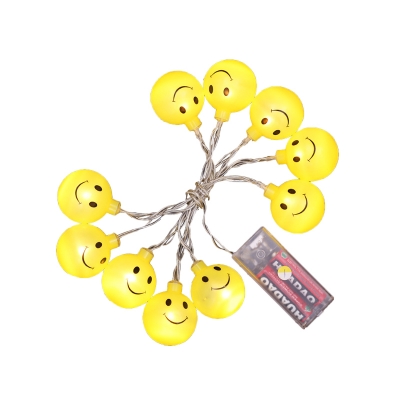 Smiley Face Plastic LED String Lights Contemporary 20/40 Lights Yellow Battery Operated Fairy Light String, 8.2/16.4 Feet