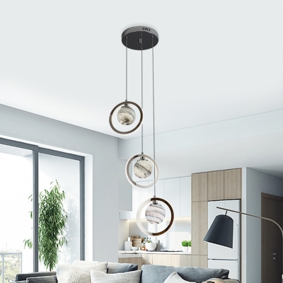 Star Glass Ball Multi-Pendant Nordic 3-Light Chrome Finish LED Suspension Lamp with Loop