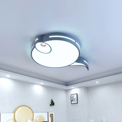 Tadpole Kids Bedroom Flush Mounted Light Iron Cartoon LED Ceiling Fixture in Grey/Pink/Blue