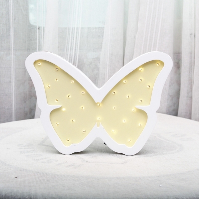 Wood Butterfly Mini Night Lamp Cartoon Pink/Purple/Yellow LED Wall Lighting for Children Bedroom