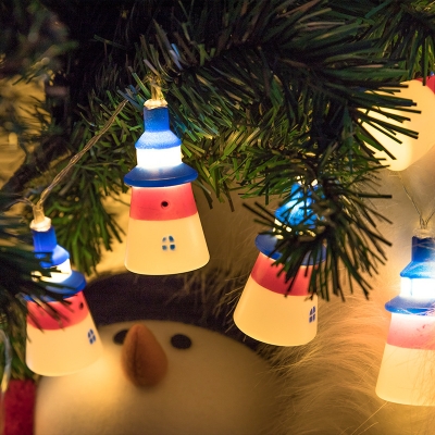 9.8ft Blue Lighthouse Fairy String Light Nordic 20 Heads Plastic LED Christmas Lights for Decoration