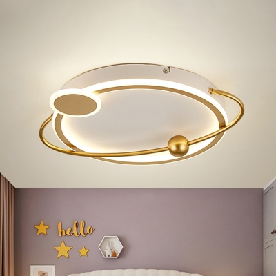 Acrylic Round Ceiling Mounted Fixture Nordic LED Flush Lighting in Gold, White/Warm Light