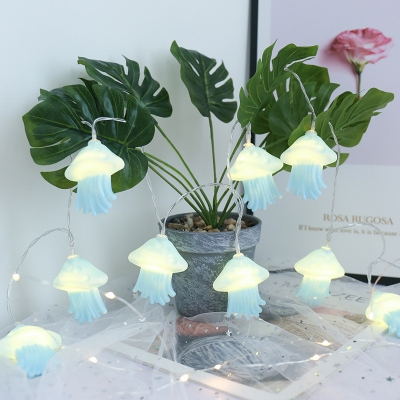 

Cartoon Jellyfish Plastic LED String Lamp 20-Bulb 9.8ft USB/Battery Operated Fairy Lights in Blue, Warm/White Light, HL627070