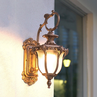 Countryside Urn Sconce Lighting Single Bulb Cream Glass Wall Mounted Light Fixture in Black/Bronze