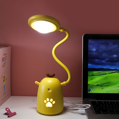 Flexible Chick Plastic Reading Light Cartoon Pink/Yellow/Green LED Nightstand Lamp for Kids Bedroom