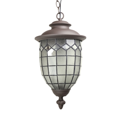 Frosted Glass Black Ceiling Lamp Lantern 1 Head Rustic Pendant Lighting Fixture for Outdoor