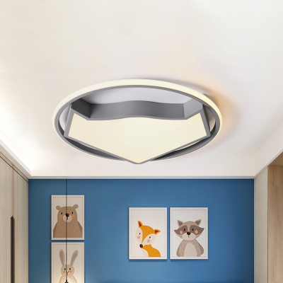 Geometric Flush Mount Light Kids Acrylic LED Bedroom Ceiling Mounted Fixture in Black/Grey