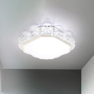 K9 Crystal Black/White Flush Mount Round/Square Simple LED Close to Ceiling Lighting Fixture for Corridor